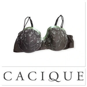 Cacique brown bra with embroidered flowers size 44DD